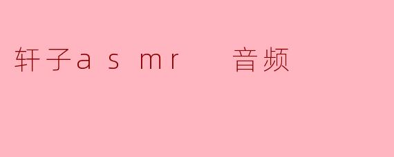 轩子asmr 音频